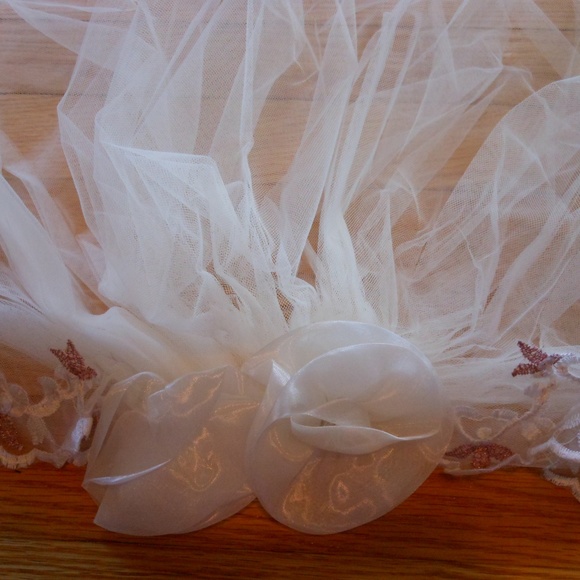 Two Tier Long Bridal Veil with Lace main image 4